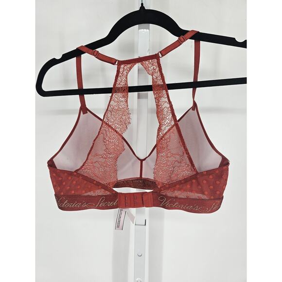 Victorias Secret Womens Sz 32C T Shirt Lightly Lined Wireless Bra Rust Lace - Picture 3 of 5